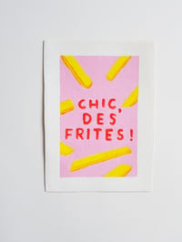 "Chic, des frites !" ORIGINAL PAINTING IN A WHITE FRAME