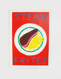 "Steak Frites" ORIGINAL PAINTING IN A WHITE FRAME