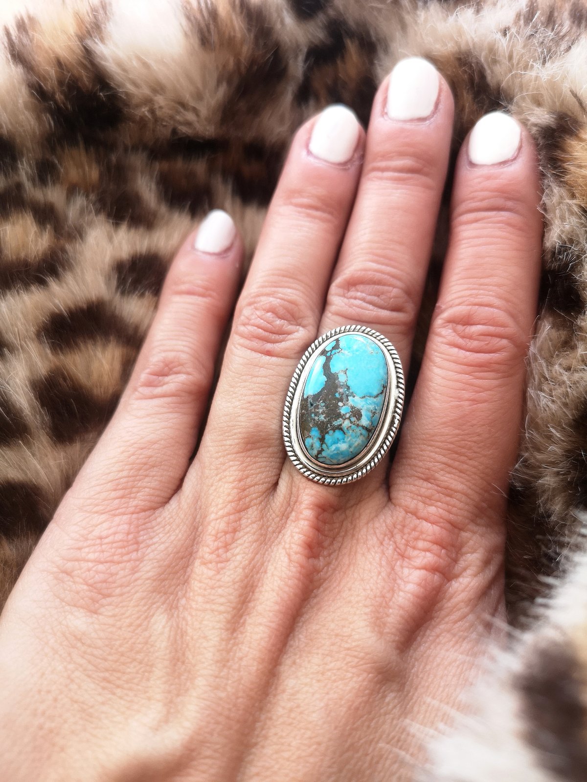 Image of Bague turquoise du tibet - taille 54 - ref. 12020