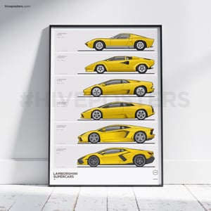 Lamborghini Supercars Poster - V12 Generations Evolution Timeline