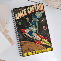 Starry Rocket Spiral Dotted Notebook