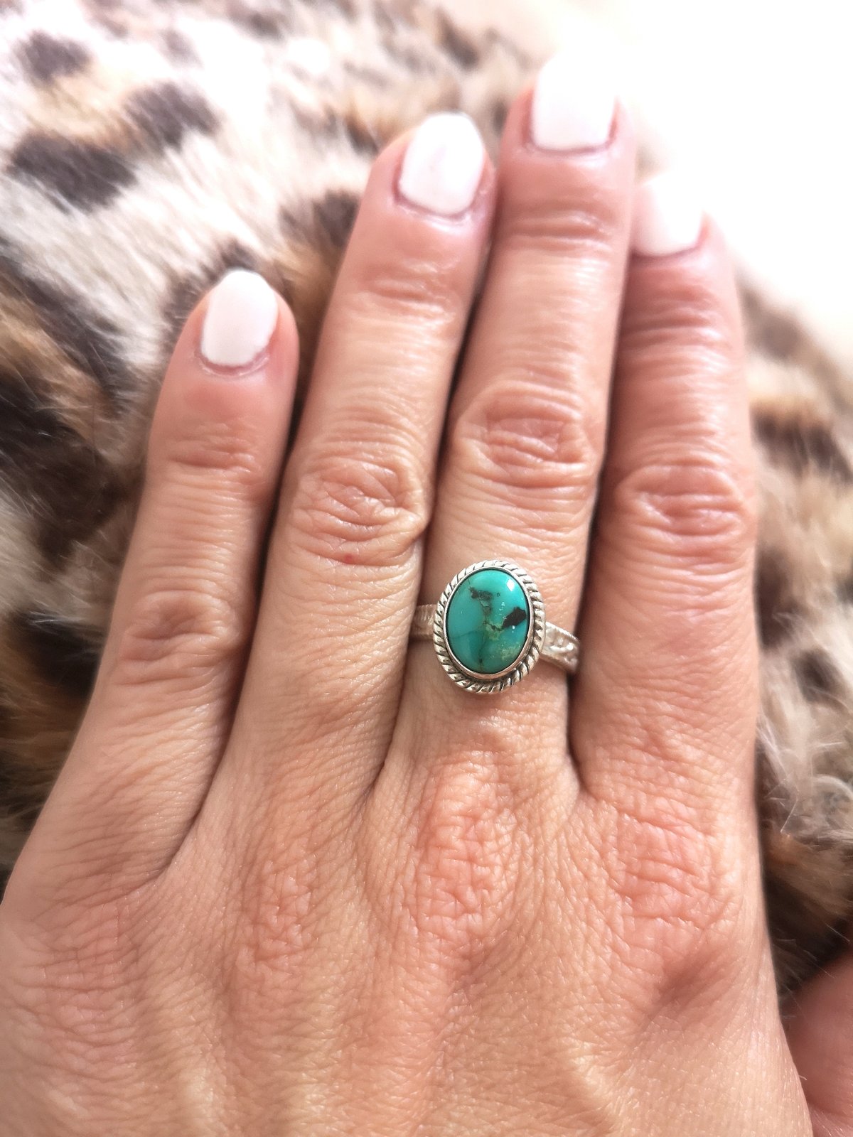 Image of Bague turquoise du tibet - taille 56 - ref. Fibrd