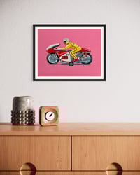 Image 4 of Vintage Toy Motorcycle with Pink Background