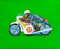 Image 1 of Vintage Toy Motorcycle with Green Background