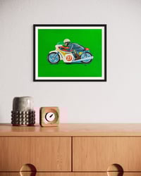 Image 4 of Vintage Toy Motorcycle with Green Background