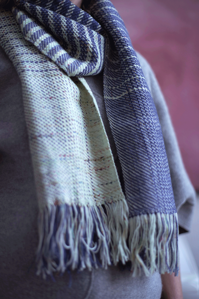 Image of Navy & Duck Egg Fleck Graduated Scarf