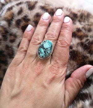 Image of Bague turquoise du tibet - taille 56 - ref. 9656