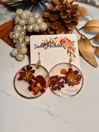 Image 2 of Pressed Orange Pollinators on Capiz Shell Earrings