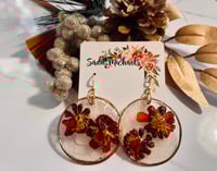 Image 3 of Pressed Orange Pollinators on Capiz Shell Earrings