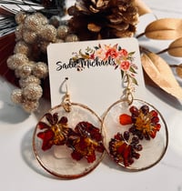 Image 5 of Pressed Orange Pollinators on Capiz Shell Earrings