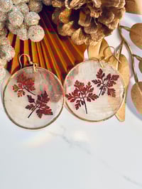 Image 4 of Pressed Red Leaves on Capiz Shells
