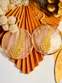 Image 1 of Pressed Gold Fern Tip on Capiz Shells