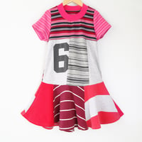 Image 1 of superstripe red pink happy 6th birthday 6/7 6 six sixth bday party gift twirl dress courtneycourtney