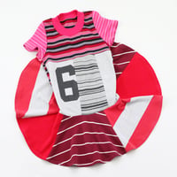 Image 2 of superstripe red pink happy 6th birthday 6/7 6 six sixth bday party gift twirl dress courtneycourtney