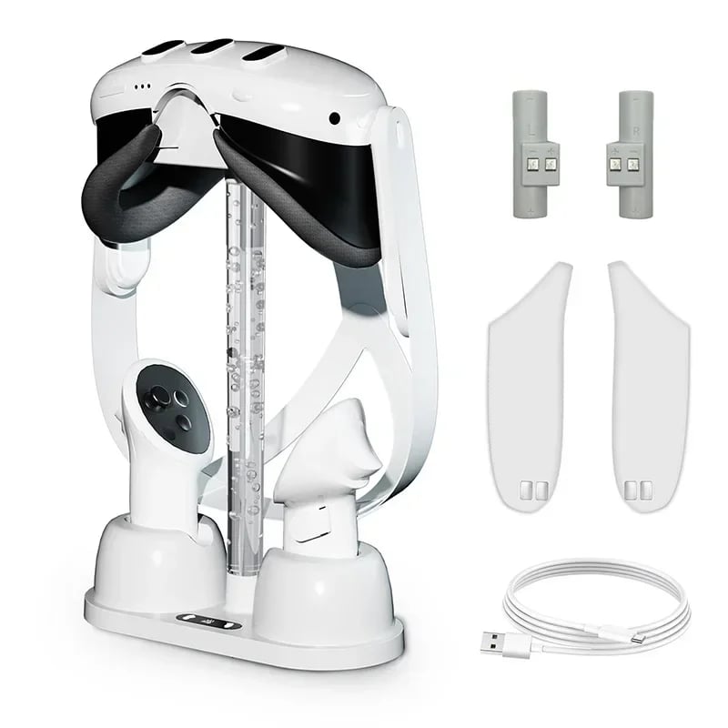 VR Charging Dock Controller Display Stand Holder for Meta Quest 3 VR 2 in 1 Charger Station Glasses 
