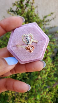 Image 1 of Adjustable Rose and Butterfly San Judas Ring