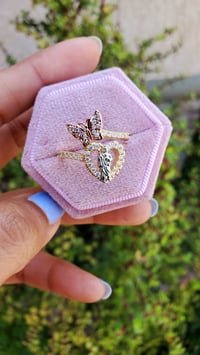 Image 2 of Adjustable Rose and Butterfly San Judas Ring
