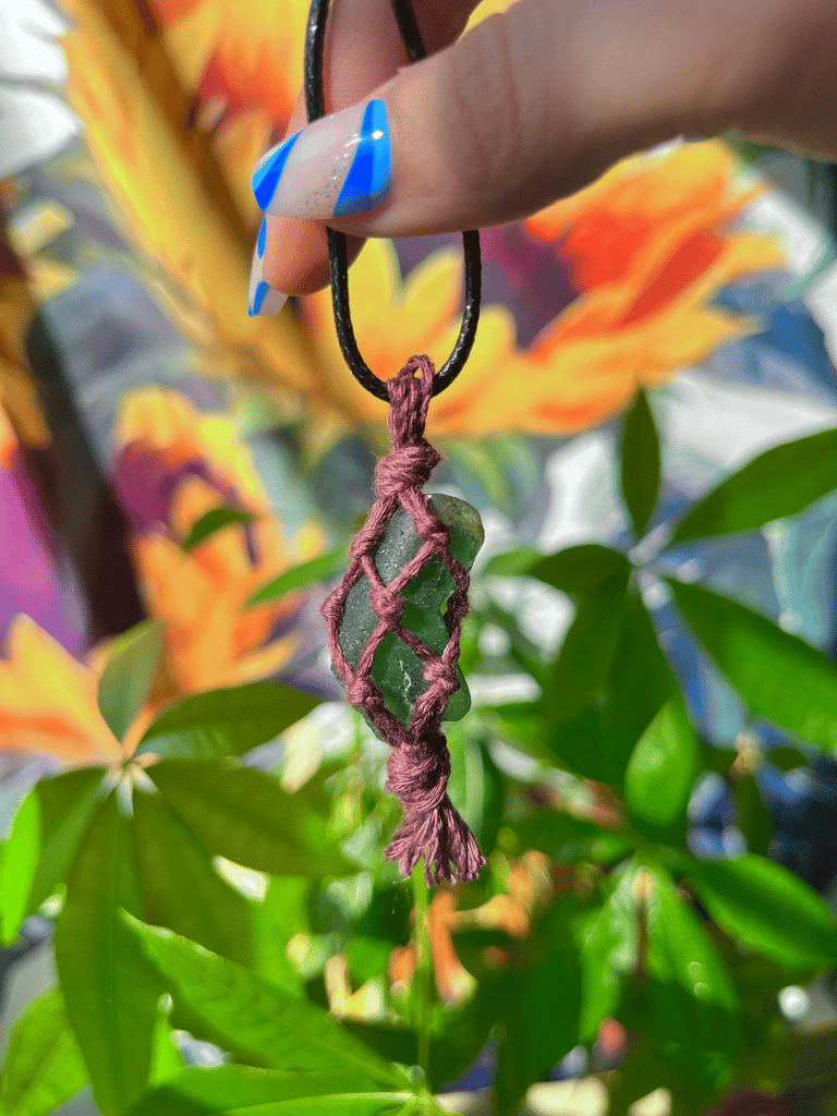 Macrame Turquoise Sea Glass Necklace