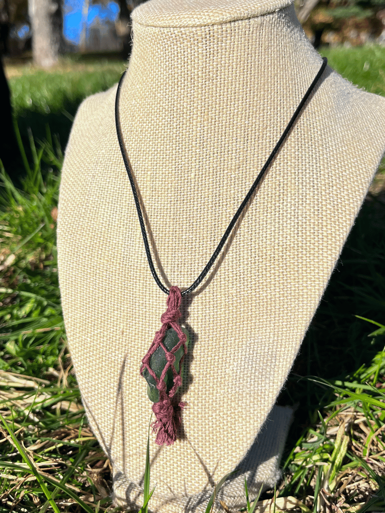 Macrame Turquoise Sea Glass Necklace Image 2