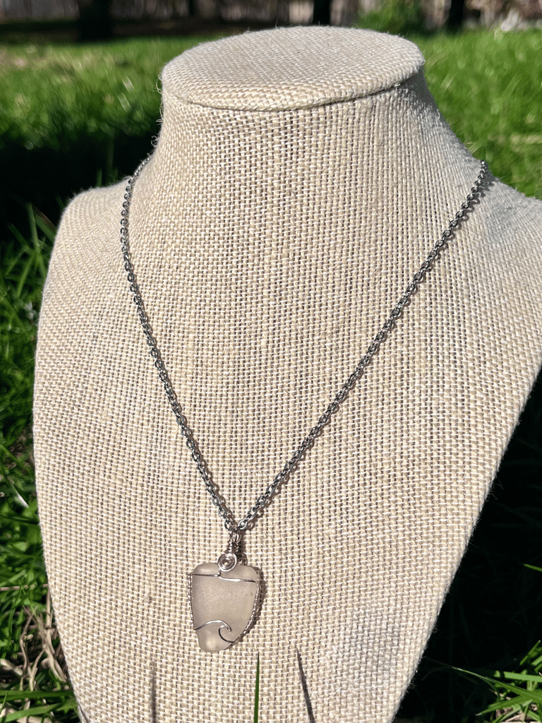 Pink Wave White Sea Glass Necklace Image 2