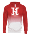 Sublimated Hooded Sweater with Red Faded into White. 