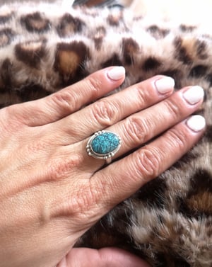 Image of Bague turquoise du tibet - taille 56 - ref. 9661