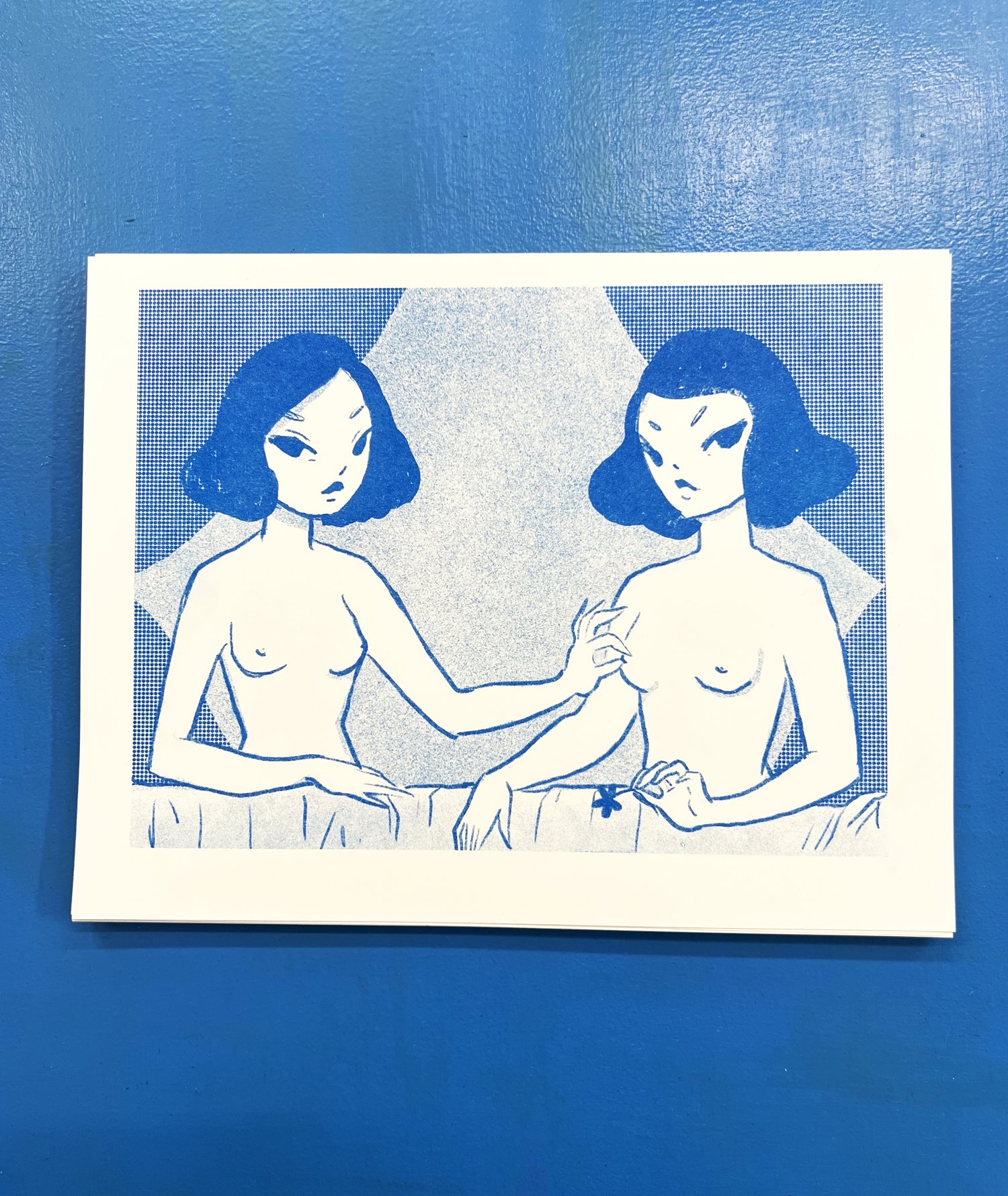 gabrielle and one of her sisters - riso print