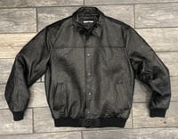 Image 2 of SP5DER WORLDWIDE WEB LEATHER JACKET IN BLK "HUNTER NYC POPUP EXCLUSIVE"