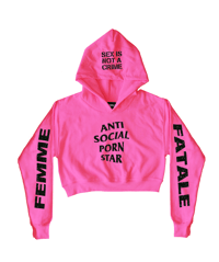 ANTI        SOCIAL        STAR         NEON         CROPPED          HOODIE         