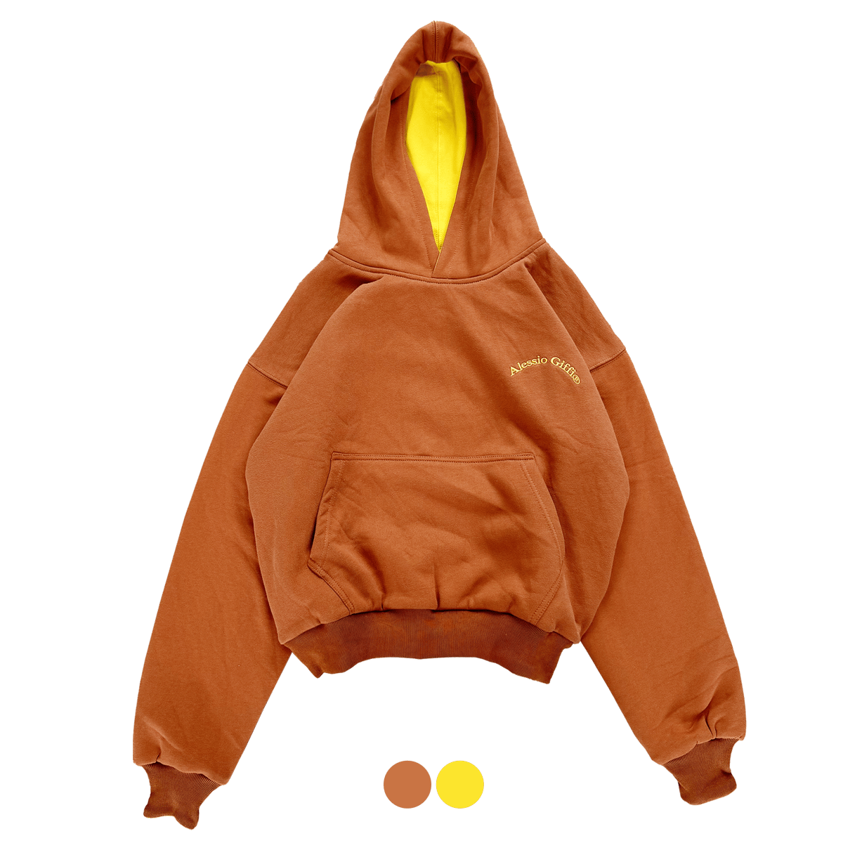 Image of “Fall” (23) in love - rusty orange/ scraper yellow perfect hoodie
