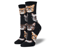 Image 1 of Kitten Hipster Crew Socks