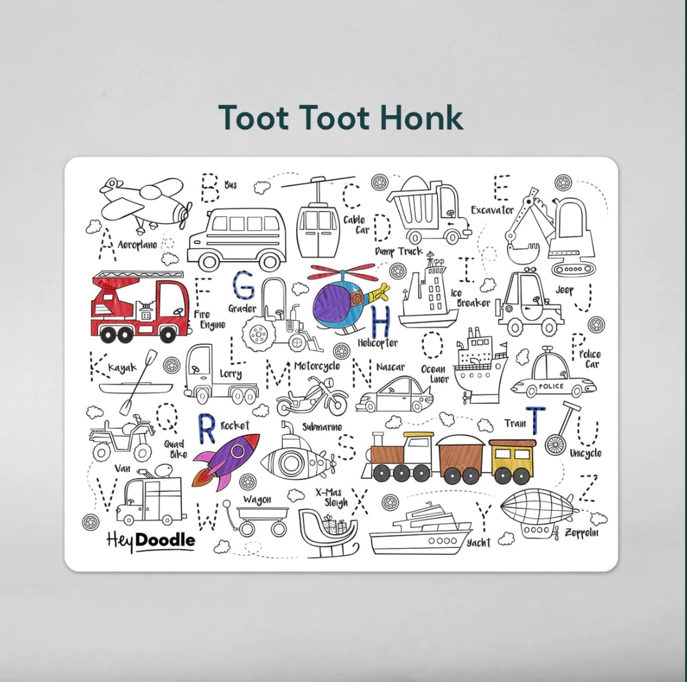 Hey Doodle Reusable Mat Toot Toot Honk