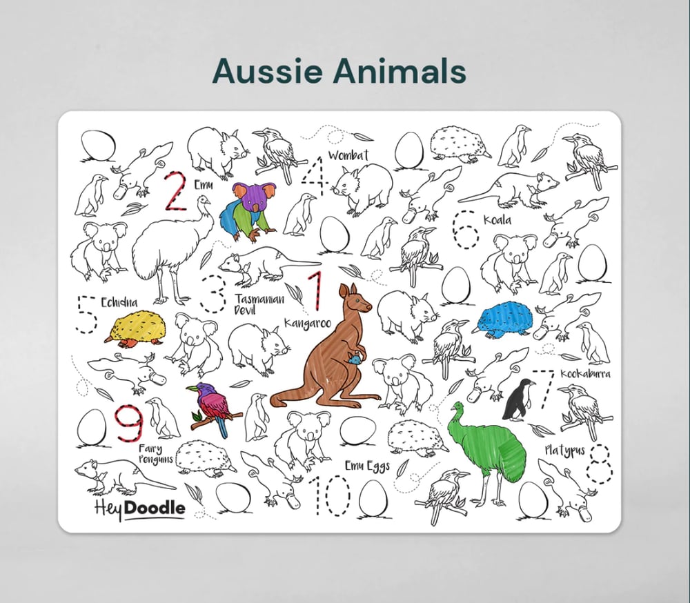 Hey Doodle Reusable Mat Aussie Animals