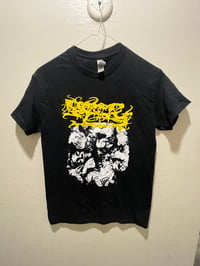 CASKET MUSH BLACK T SHIRT, YELLOW LOGO