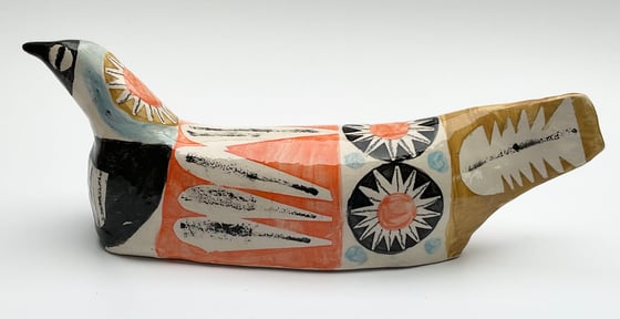 Image of Edwina , a hand built earthenware bird 