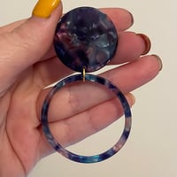 Dark Purple Marble Hoop Dangles (sizes 9/16-1')