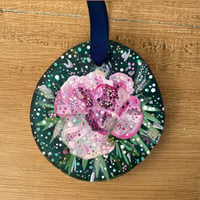 Image 1 of Flower Wood Slice Ornament - A2