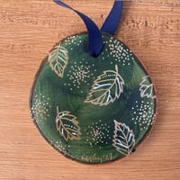 Image 3 of Flower Wood Slice Ornament - A2