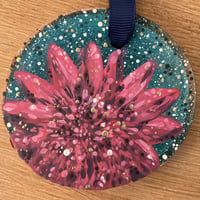 Image 1 of Flower Wood Slice Ornament - B2