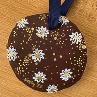 Image 3 of Flower Wood Slice Ornament - B2