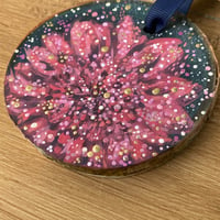 Image 3 of Flower Wood Slice Ornament - B3