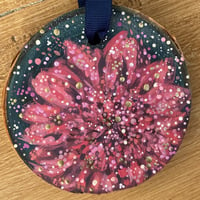 Image 1 of Flower Wood Slice Ornament - B3