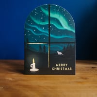 Image 1 of Merry Christmas Aurora Card by Charis Raine Illustration