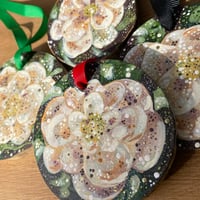 Image 5 of Flower Wood Slice Ornament - C2