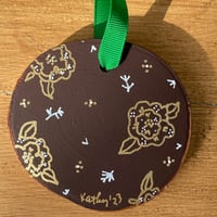 Image 2 of Flower Wood Slice Ornament - C2