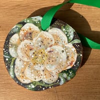 Image 1 of Flower Wood Slice Ornament - C2