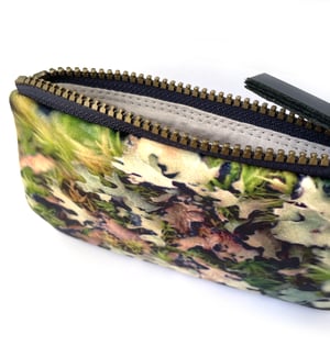 Image of Green mosses, printed velvet zipper pouch