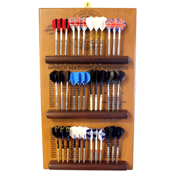 Image of World Matchplay Winners 12 Set Handcrafted Darts Holder Wall Mounted 