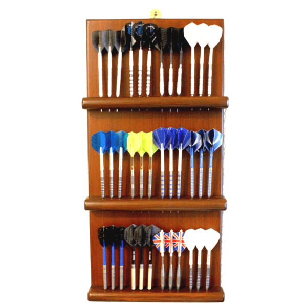Image of  MK1 Light Mahogany Handcrafted Darts Holder Holds 15 Sets Wall Mounted