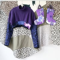 Image 4 of vera neumann flowers butterfly purple COURTNEYCOURTNEY vintage fabric boot rainboot stocking